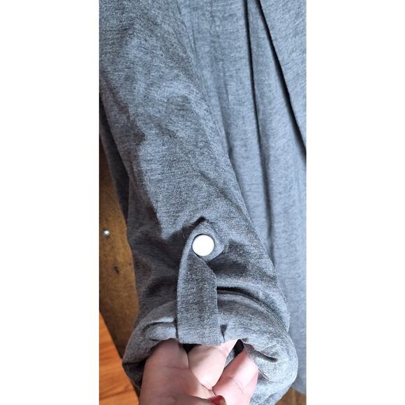 Torrid 5 Women 5x Plus Size Gray Knit Jersey Roll Tab Sleeve Flowy Blazer Jacket - Picture 4 of 7